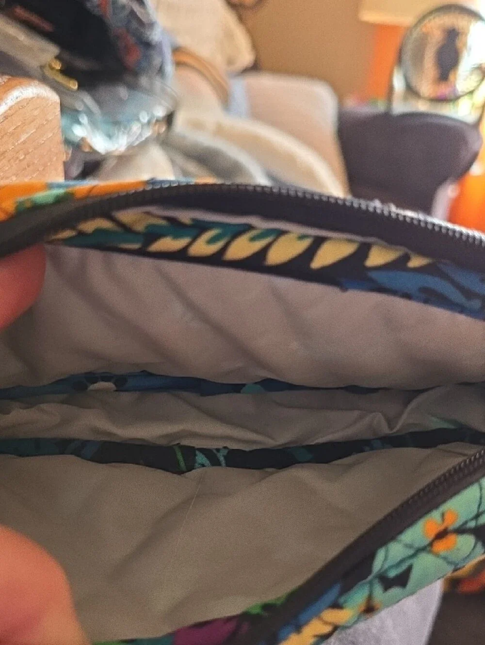 Vera Bradley Navy Multicolor Quilted Mirror Cosmetic